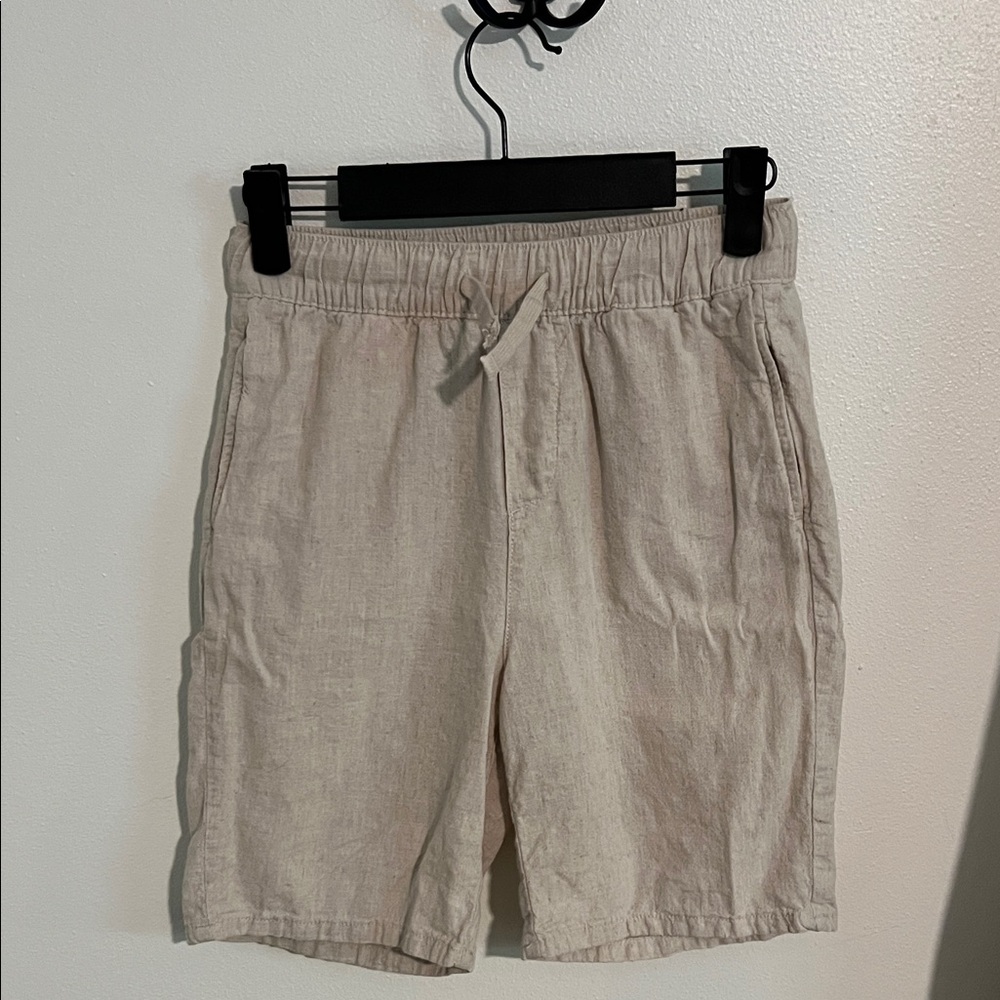 H&M Boys Linen Blend Shorts Size 10 White/Cream Lightweight Summer